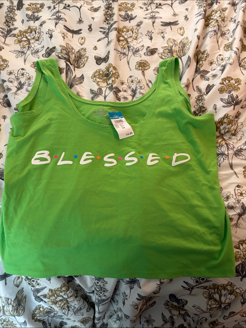 Rue21 Bright Green "BLESSED" Graphic Tank